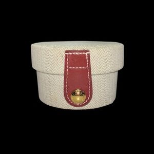 Vintage Hermès Round Jewelry / Watch / Accessory Box | Fabric & Leather